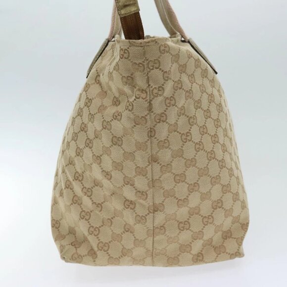 GUCCI GG Canvas Sherry Line Tote Bag Gold Pink Silver 131231 Auth ki5011 - Picture 6 of 16